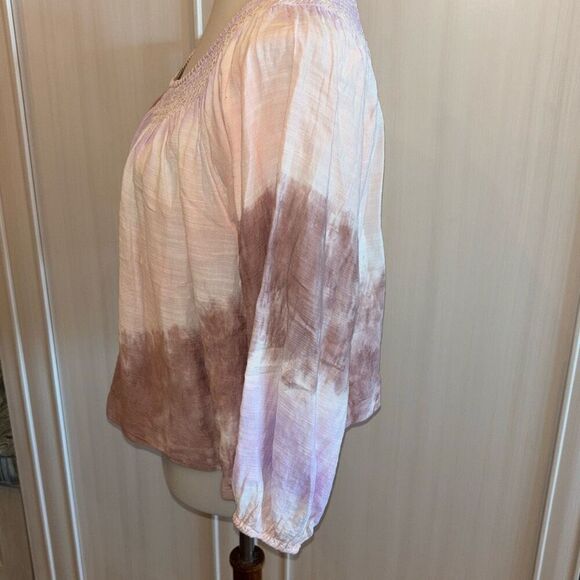 Lucky Brand purple tie dye peasant top shirt babydoll boho Sz S - Picture 5 of 12